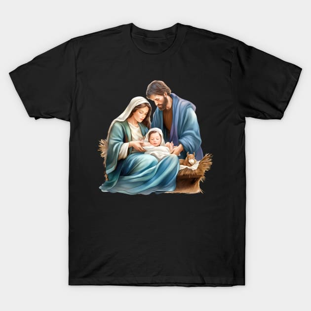 Watercolor Nativity Scene T-Shirt by nomanians